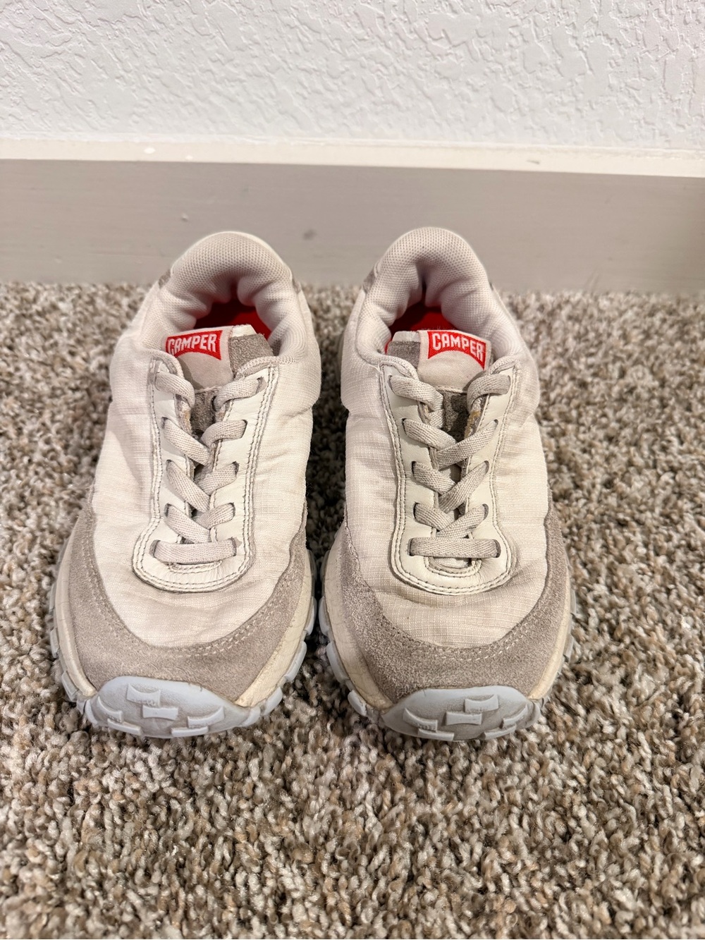 Camper Kids Sneakers Beige and Red Accents